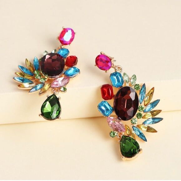 Dynasty Crystal Cluster Jewel Post Earrings - Picture 8 of 8